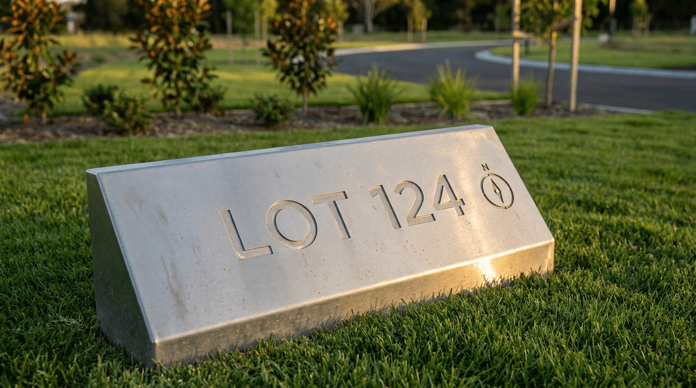 Survey stake marking a single land lot in Ohio
